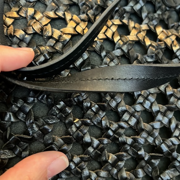 đź’—đź‘›RITA MERLINI WOVEN BAG BLACK GOLD LARGE HANDBAG MADE IN ITALY BASKET WEAVE - Picture 13 of 17